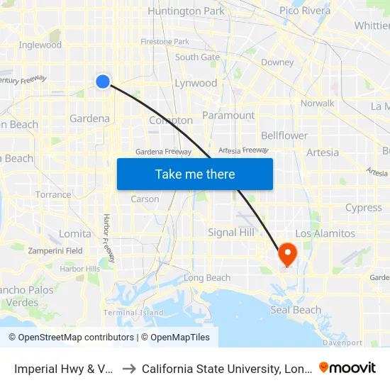 Imperial Hwy & Vermont Ave to California State University, Long Beach (CSULB) map