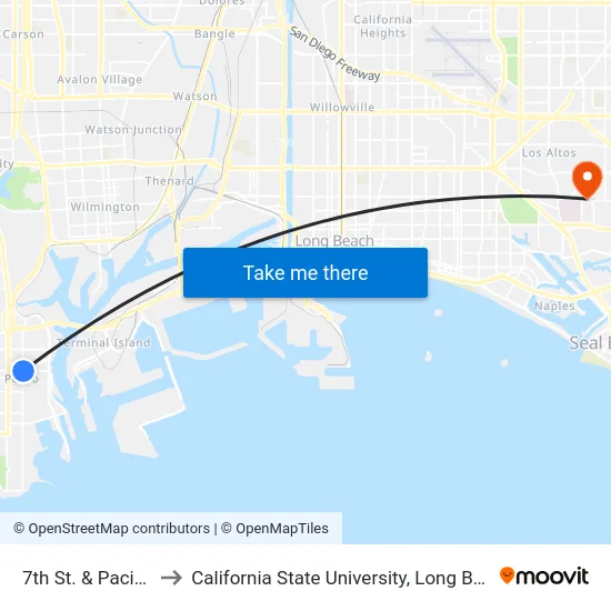 7th St. & Pacific Ave. to California State University, Long Beach (CSULB) map