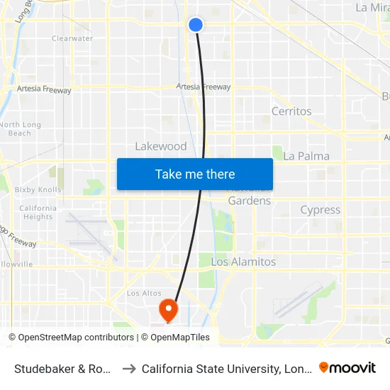 Studebaker & Rosecrans SW to California State University, Long Beach (CSULB) map