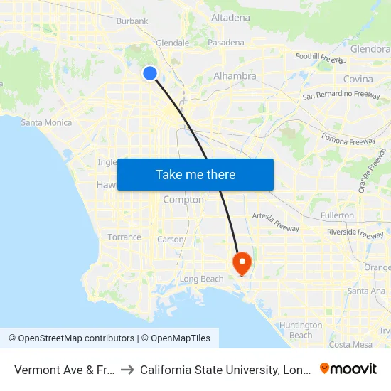 Vermont Ave & Franklin Ave to California State University, Long Beach (CSULB) map