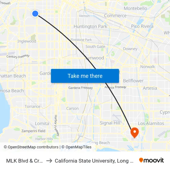 MLK Blvd & Crenshaw to California State University, Long Beach (CSULB) map