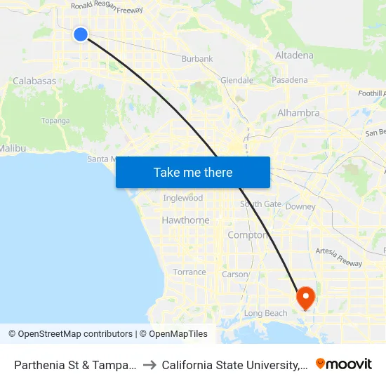 Parthenia St & Tampa Ave (Westbound) to California State University, Long Beach (CSULB) map