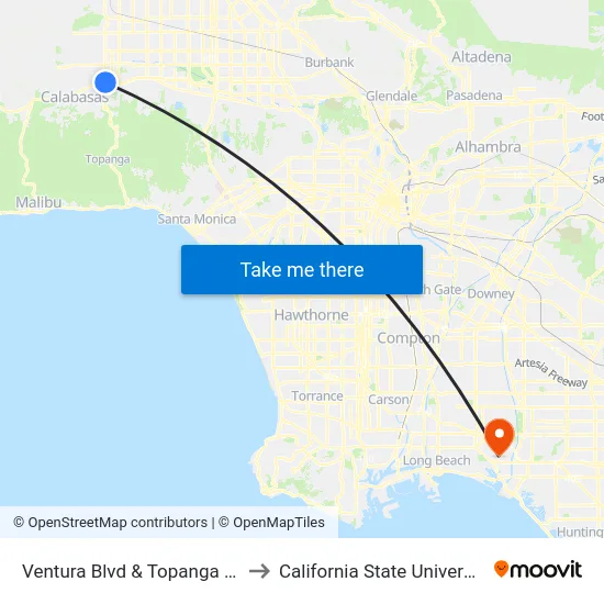 Ventura Blvd & Topanga Canyon Blvd (Westbound) to California State University, Long Beach (CSULB) map