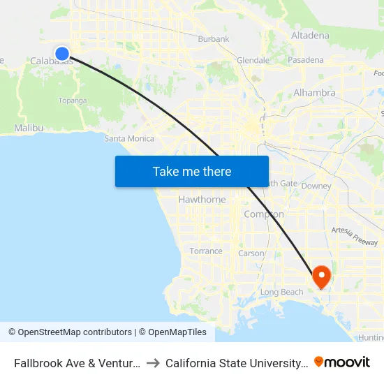Fallbrook Ave & Ventura Blvd (Westbound) to California State University, Long Beach (CSULB) map