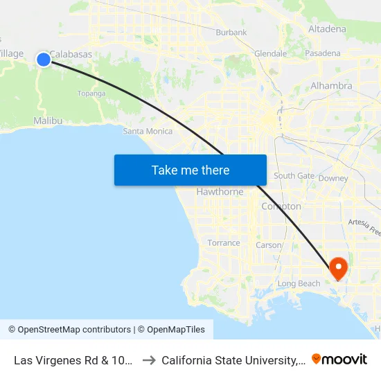 Las Virgenes Rd & 101 Fwy (Westbound) to California State University, Long Beach (CSULB) map