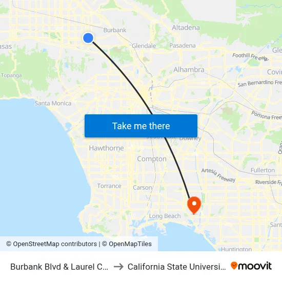 Burbank Blvd & Laurel Canyon Blvd (Eastbound) to California State University, Long Beach (CSULB) map