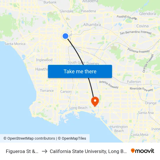 Figueroa St & 2nd St to California State University, Long Beach (CSULB) map
