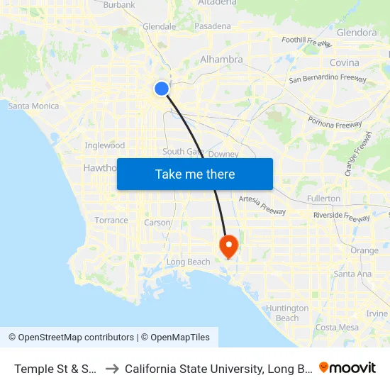 Temple St & Spring St to California State University, Long Beach (CSULB) map