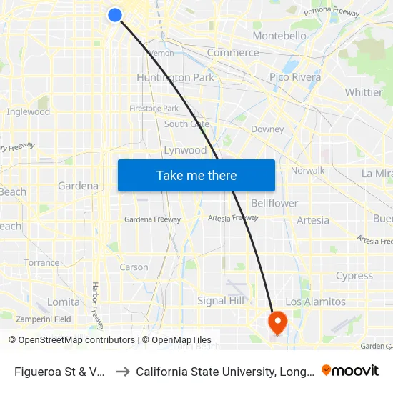 Figueroa St & Venice Blvd to California State University, Long Beach (CSULB) map