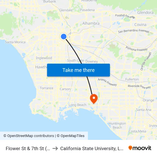 Flower St & 7th St (Southbound) to California State University, Long Beach (CSULB) map