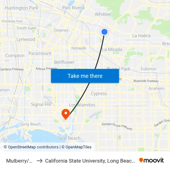 Mulberry/Mills to California State University, Long Beach (CSULB) map