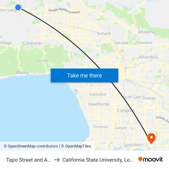 Tapo Street and Alamo Street to California State University, Long Beach (CSULB) map