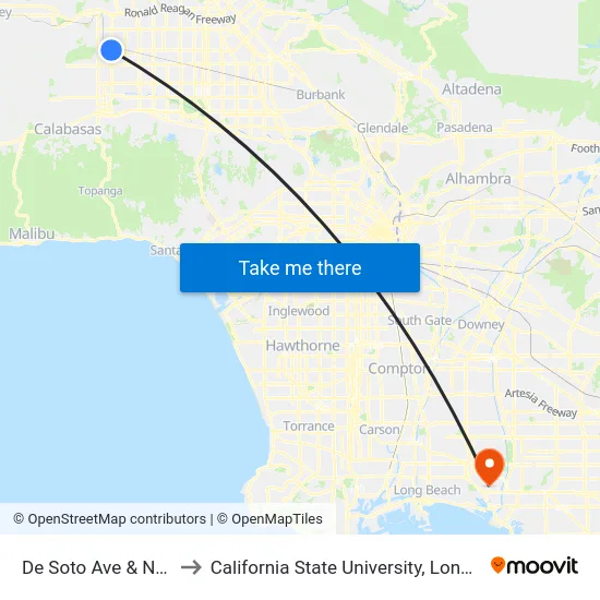 De Soto Ave & Nordhoff St to California State University, Long Beach (CSULB) map