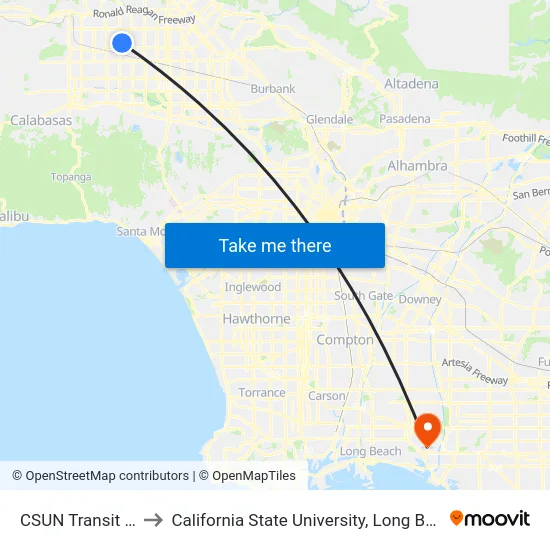 CSUN Transit Center to California State University, Long Beach (CSULB) map