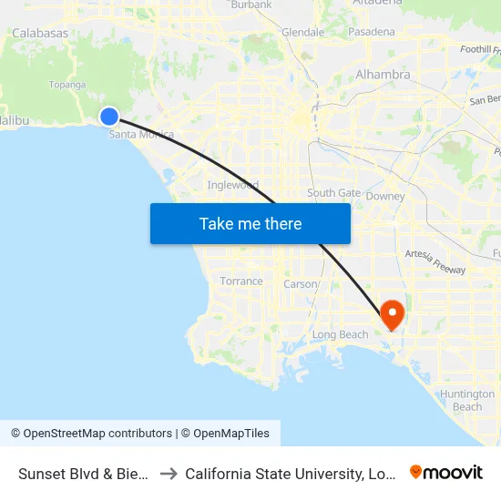 Sunset Blvd & Bienvenida Ave to California State University, Long Beach (CSULB) map