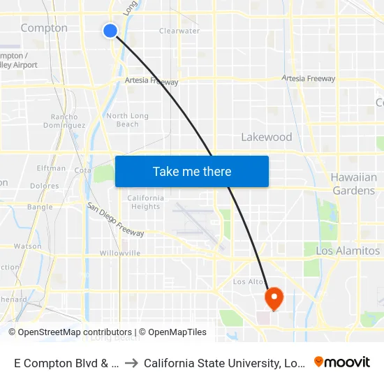 E Compton Blvd & Atlantic Ave to California State University, Long Beach (CSULB) map