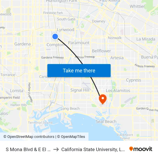 S Mona Blvd & E El Segundo Blvd to California State University, Long Beach (CSULB) map