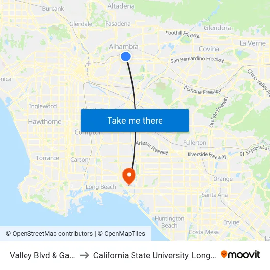 Valley Blvd & Garfield Ave to California State University, Long Beach (CSULB) map