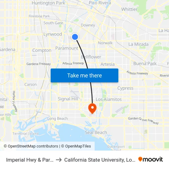 Imperial Hwy & Paramount Blvd to California State University, Long Beach (CSULB) map