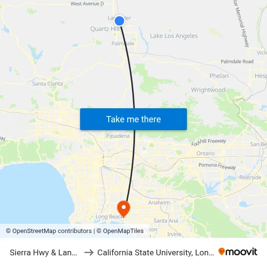 Sierra Hwy & Lancaster Blvd. to California State University, Long Beach (CSULB) map