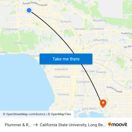 Plummer & Reseda to California State University, Long Beach (CSULB) map
