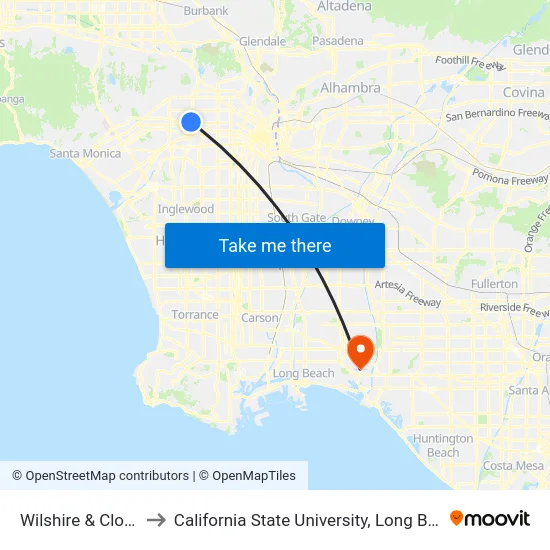 Wilshire & Cloverdale to California State University, Long Beach (CSULB) map
