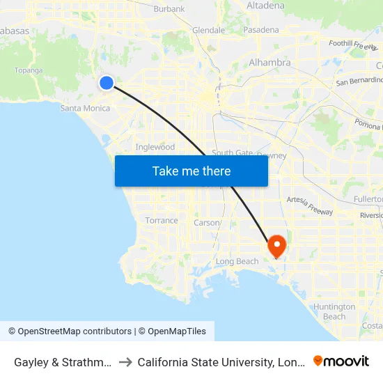 Gayley & Strathmore - UCLA to California State University, Long Beach (CSULB) map
