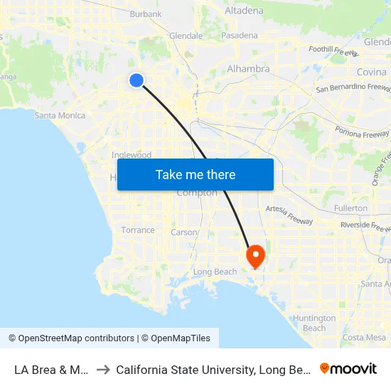 LA Brea & Melrose to California State University, Long Beach (CSULB) map