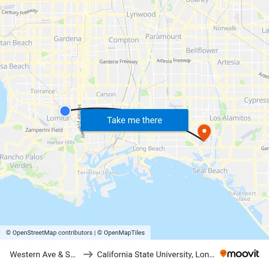 Western Ave & Sepulveda Bl to California State University, Long Beach (CSULB) map