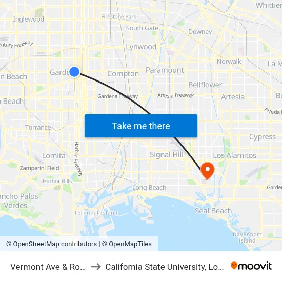 Vermont Ave & Rosecrans Ave to California State University, Long Beach (CSULB) map