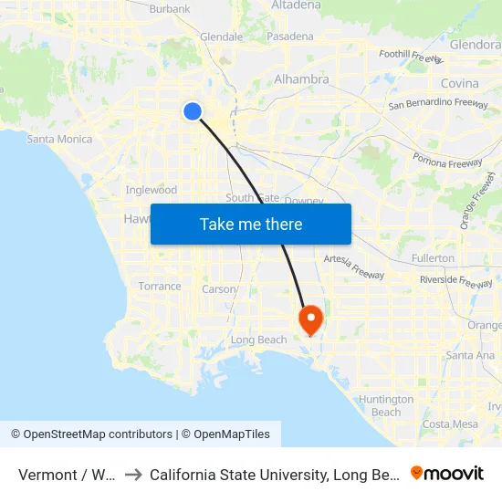 Vermont / Wilshire to California State University, Long Beach (CSULB) map