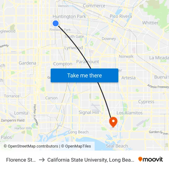 Florence Station to California State University, Long Beach (CSULB) map