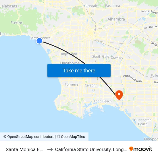 Santa Monica EB & 4th FS to California State University, Long Beach (CSULB) map