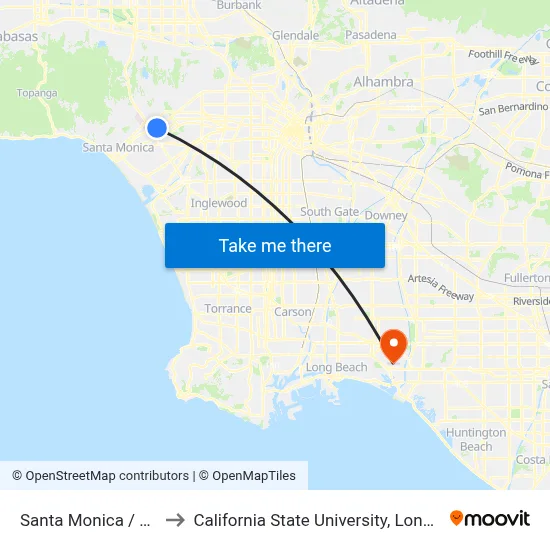 Santa Monica / Westwood to California State University, Long Beach (CSULB) map