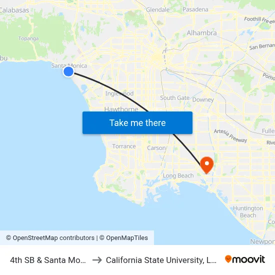 4th SB & Santa Monica Place Co to California State University, Long Beach (CSULB) map
