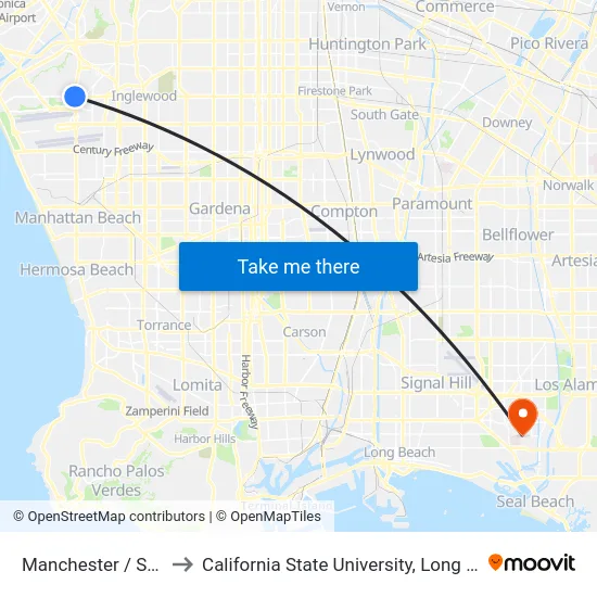Manchester / Sepulveda to California State University, Long Beach (CSULB) map