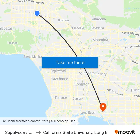 Sepulveda / Roscoe to California State University, Long Beach (CSULB) map