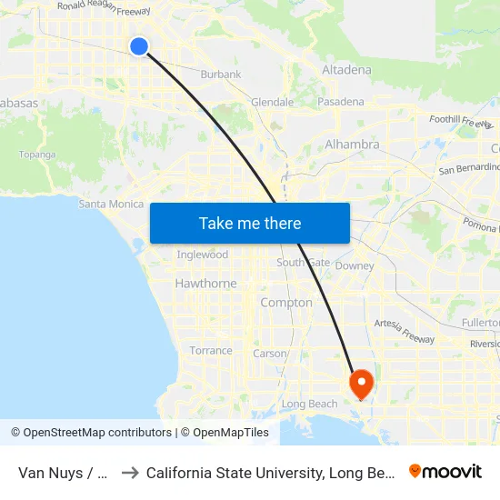 Van Nuys / Chase to California State University, Long Beach (CSULB) map