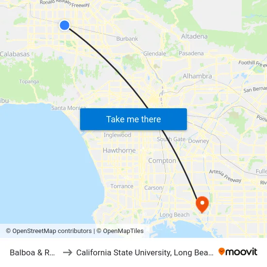 Balboa & Roscoe to California State University, Long Beach (CSULB) map