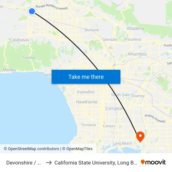 Devonshire / De Soto to California State University, Long Beach (CSULB) map