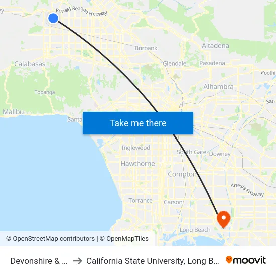 Devonshire & Mason to California State University, Long Beach (CSULB) map
