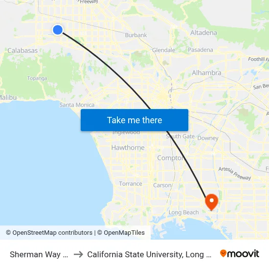 Sherman Way / Wilbur to California State University, Long Beach (CSULB) map