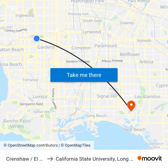 Crenshaw / El Segundo to California State University, Long Beach (CSULB) map