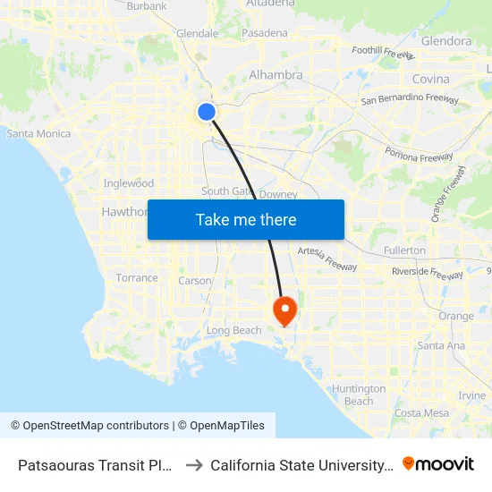 Patsaouras Transit Plaza at Union Station to California State University, Long Beach (CSULB) map