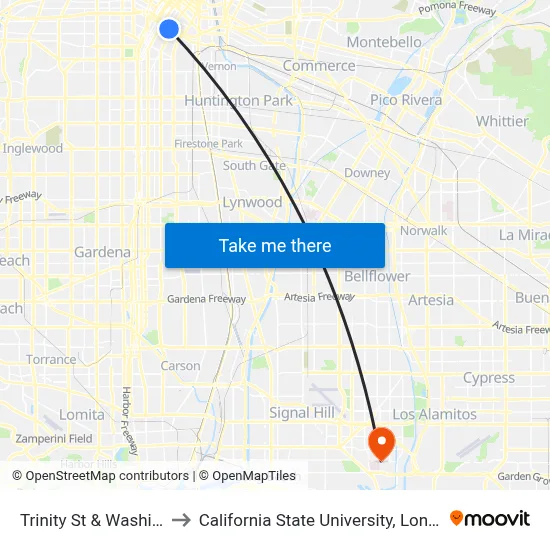 Trinity St & Washington Blvd to California State University, Long Beach (CSULB) map