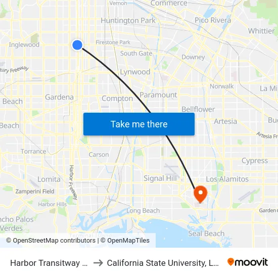 Harbor Transitway / Manchester to California State University, Long Beach (CSULB) map