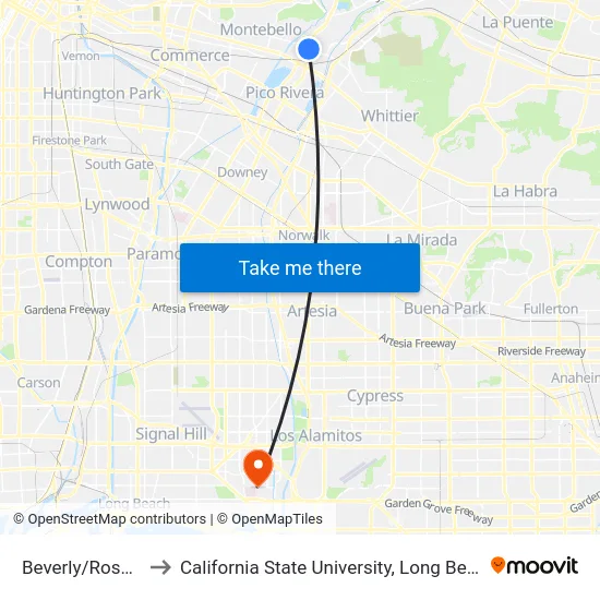 Beverly/Rosemead to California State University, Long Beach (CSULB) map
