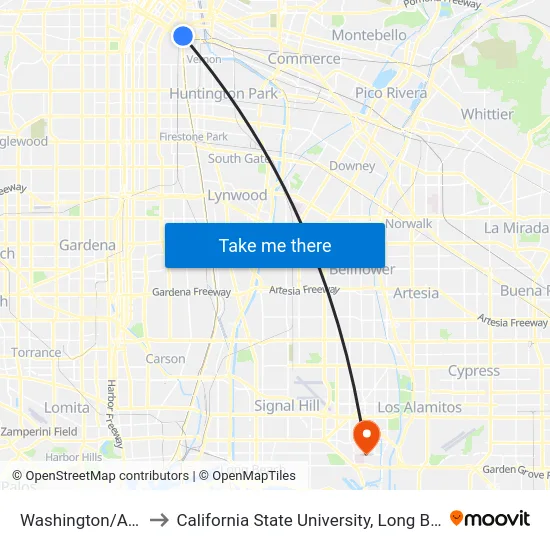Washington/Alameda to California State University, Long Beach (CSULB) map
