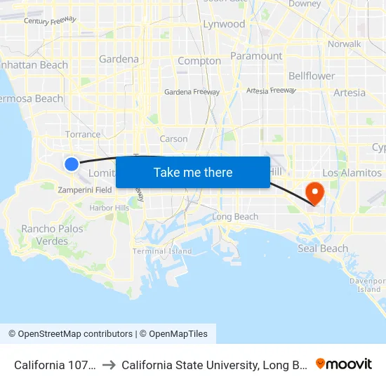 California 107 23211 to California State University, Long Beach (CSULB) map