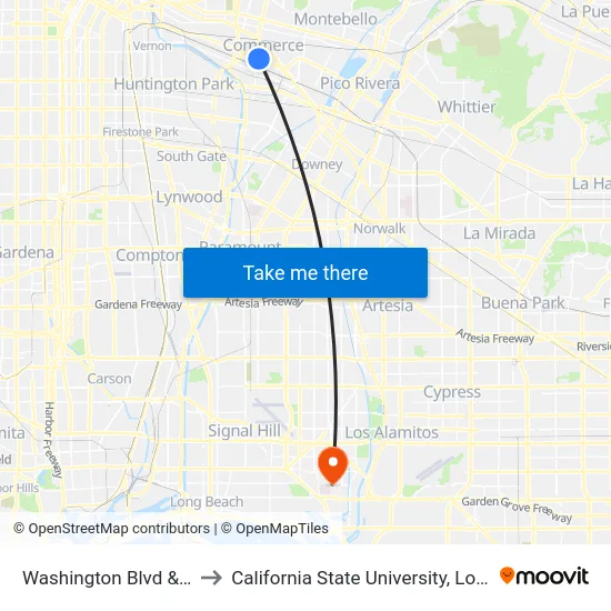 Washington Blvd & Eastern Ave to California State University, Long Beach (CSULB) map